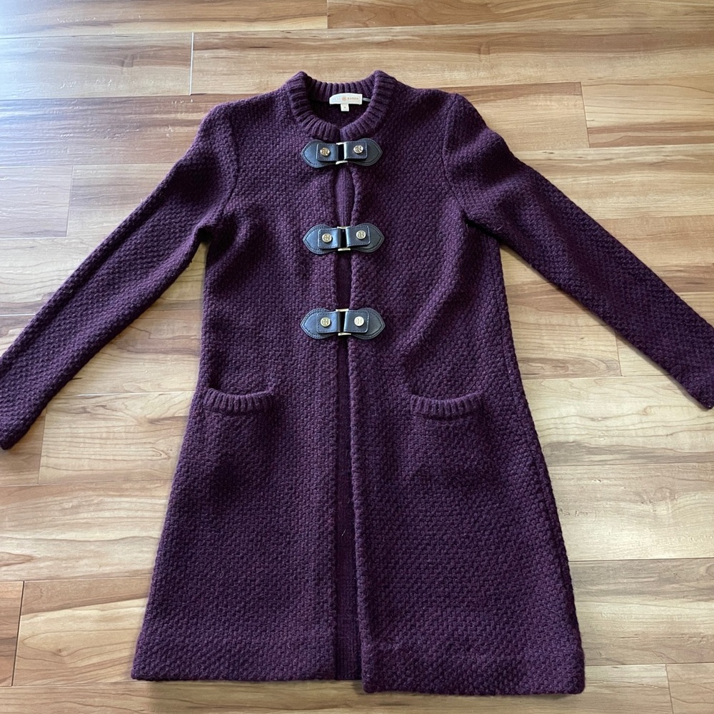 COPY - Tory Burch Sweater Coat Plum Medium